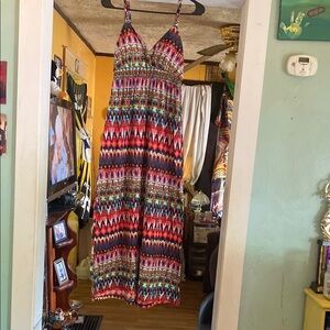 Colorful Maxi Dress with Strappy Design